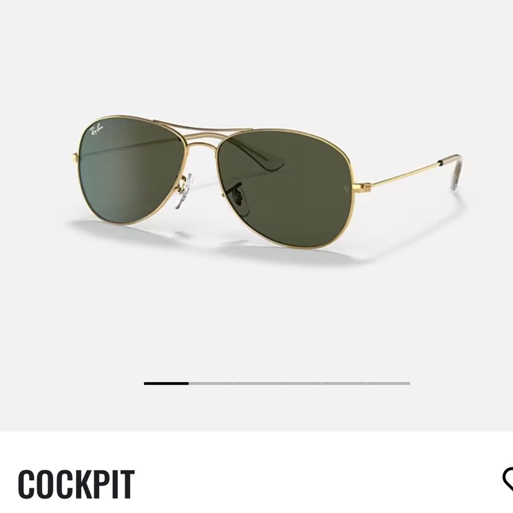 Ray-Ban Gold Aviator Sunglasses with Dark Lenses
RB Cockpit G-15 lenses